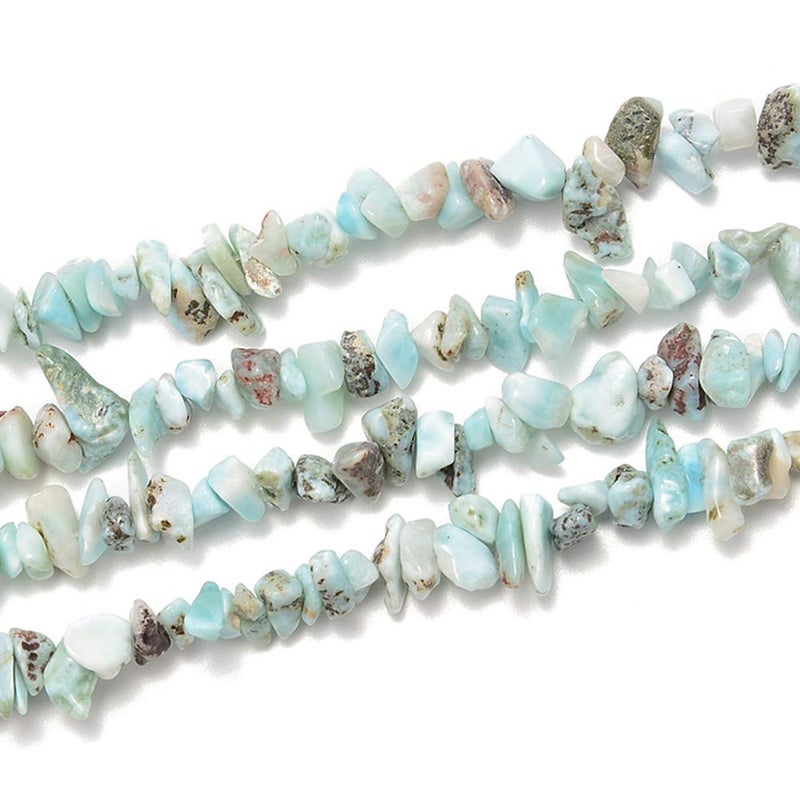 PLTbeads 5-8mm Natral Healing Gemstone Waist Bracelets Necklace Kit Irregular Stone DIY Crafts Design Jewelry Making 1 Strand per Bag Approxi 34 inch (Larimar Chips) - Image 2